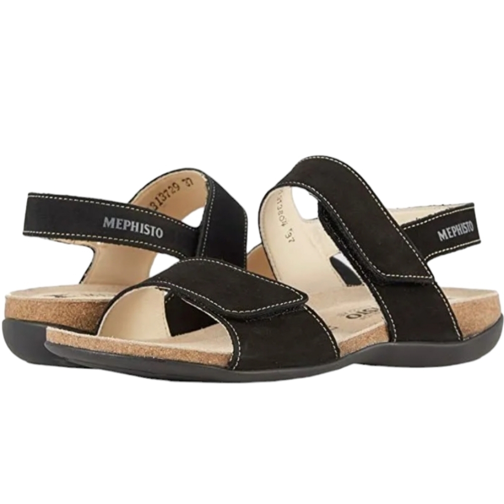 Mephisto Black Leather Sandals